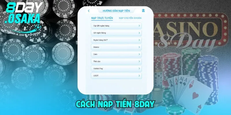 Cách nạp tiền 8day