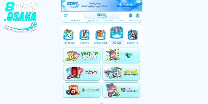 Những sảnh cược xổ số uy tín nhất tại 8day